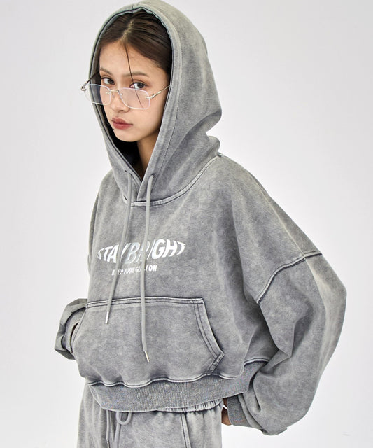 ウォッシュ加工 メタルプリント スウェット フーディー 153-5970