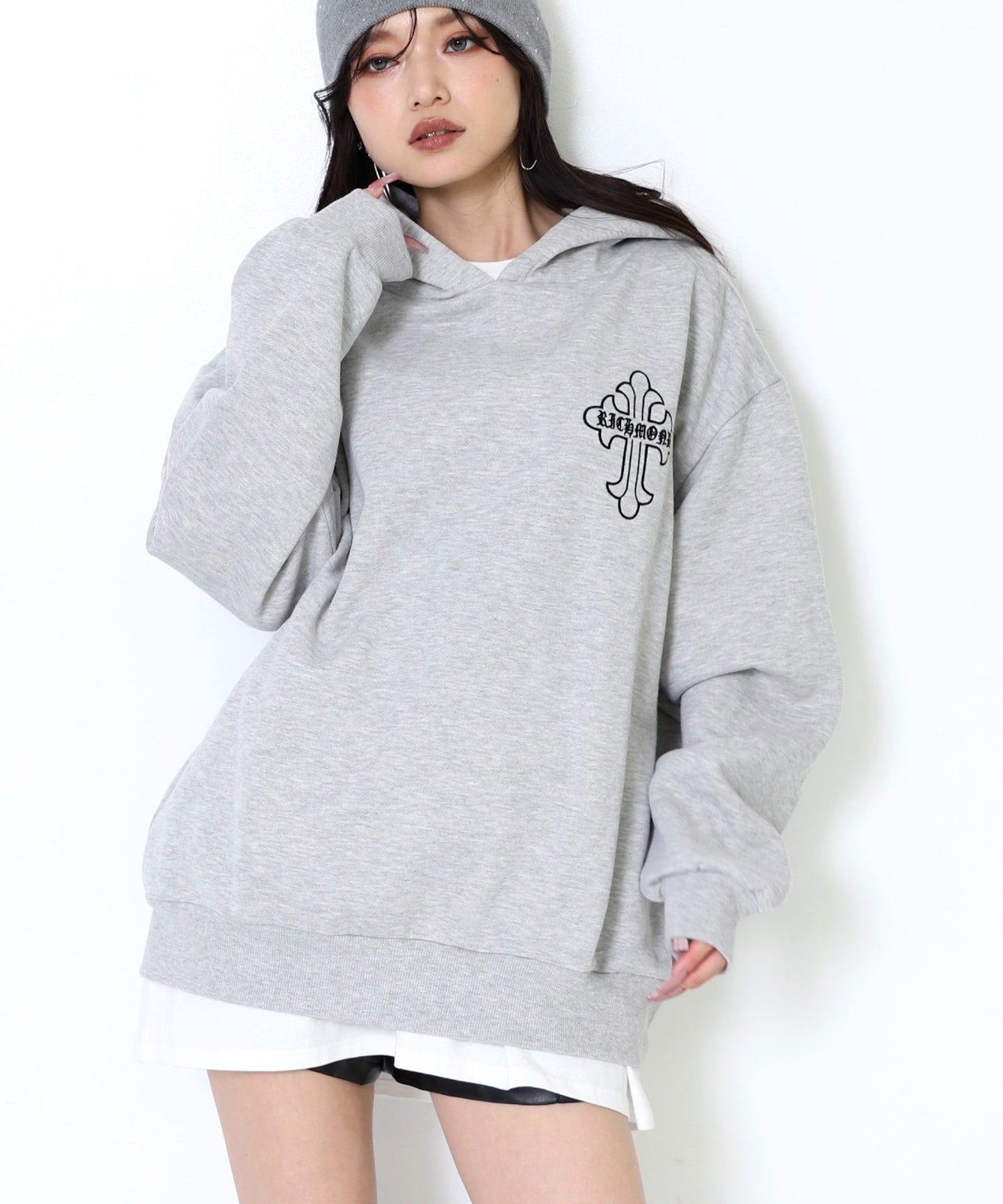 クロス ロゴ バックプリント 裏起毛 スウェット フーディー 793-9409