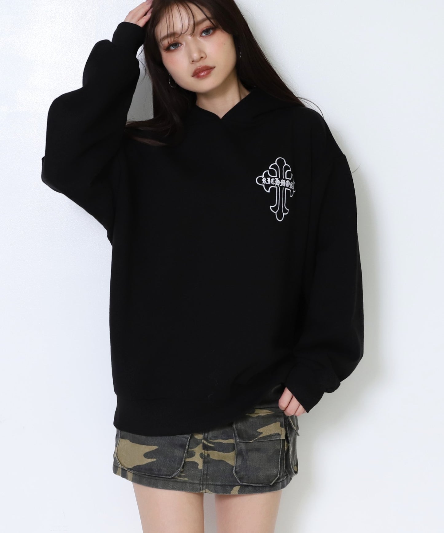 クロス ロゴ バックプリント 裏起毛 スウェット フーディー 793-9409