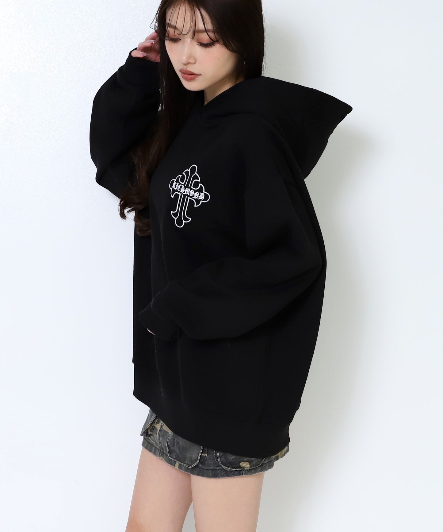 クロス ロゴ バックプリント 裏起毛 スウェット フーディー 793-9409