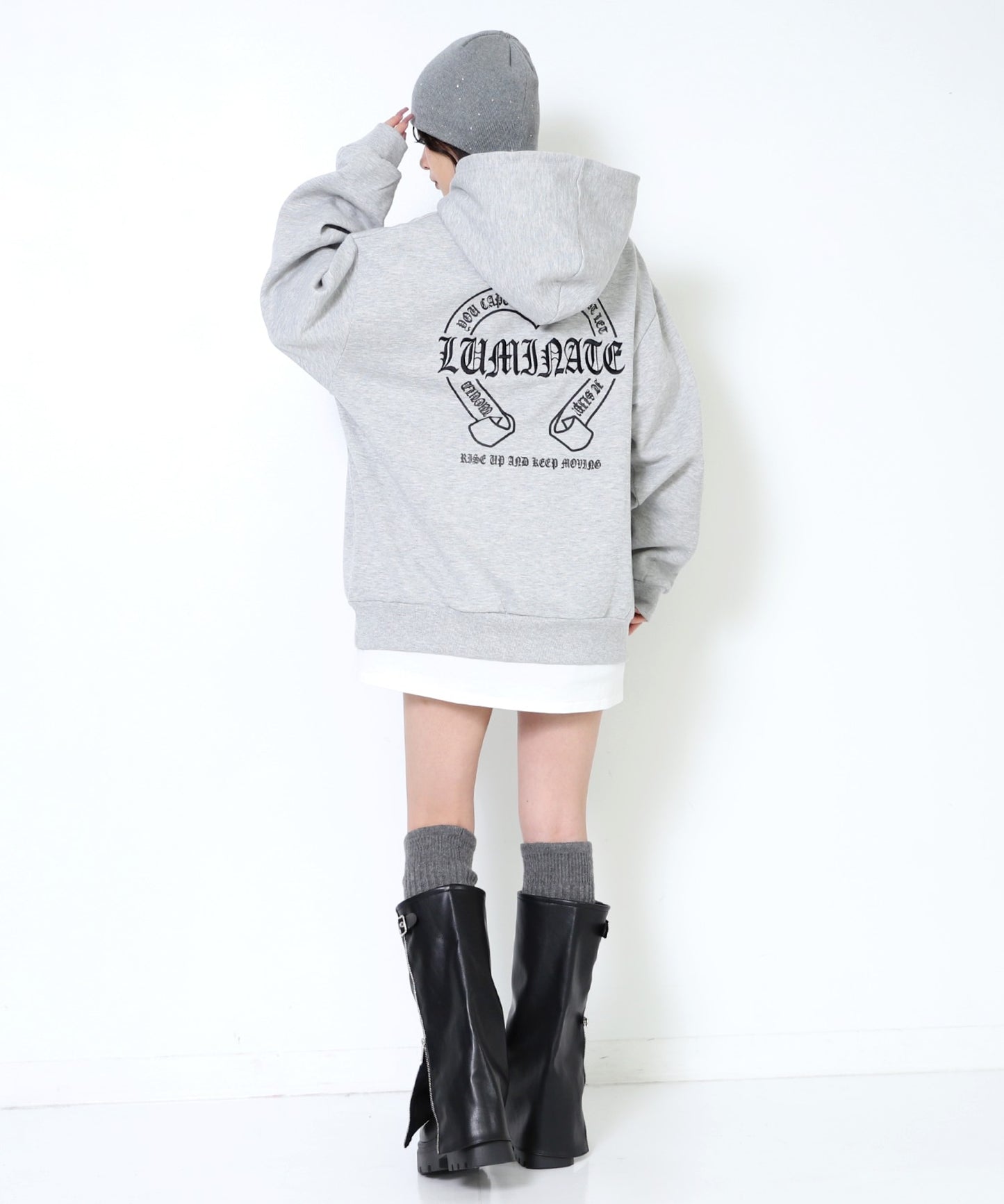 クロス ロゴ バックプリント 裏起毛 スウェット フーディー 793-9409