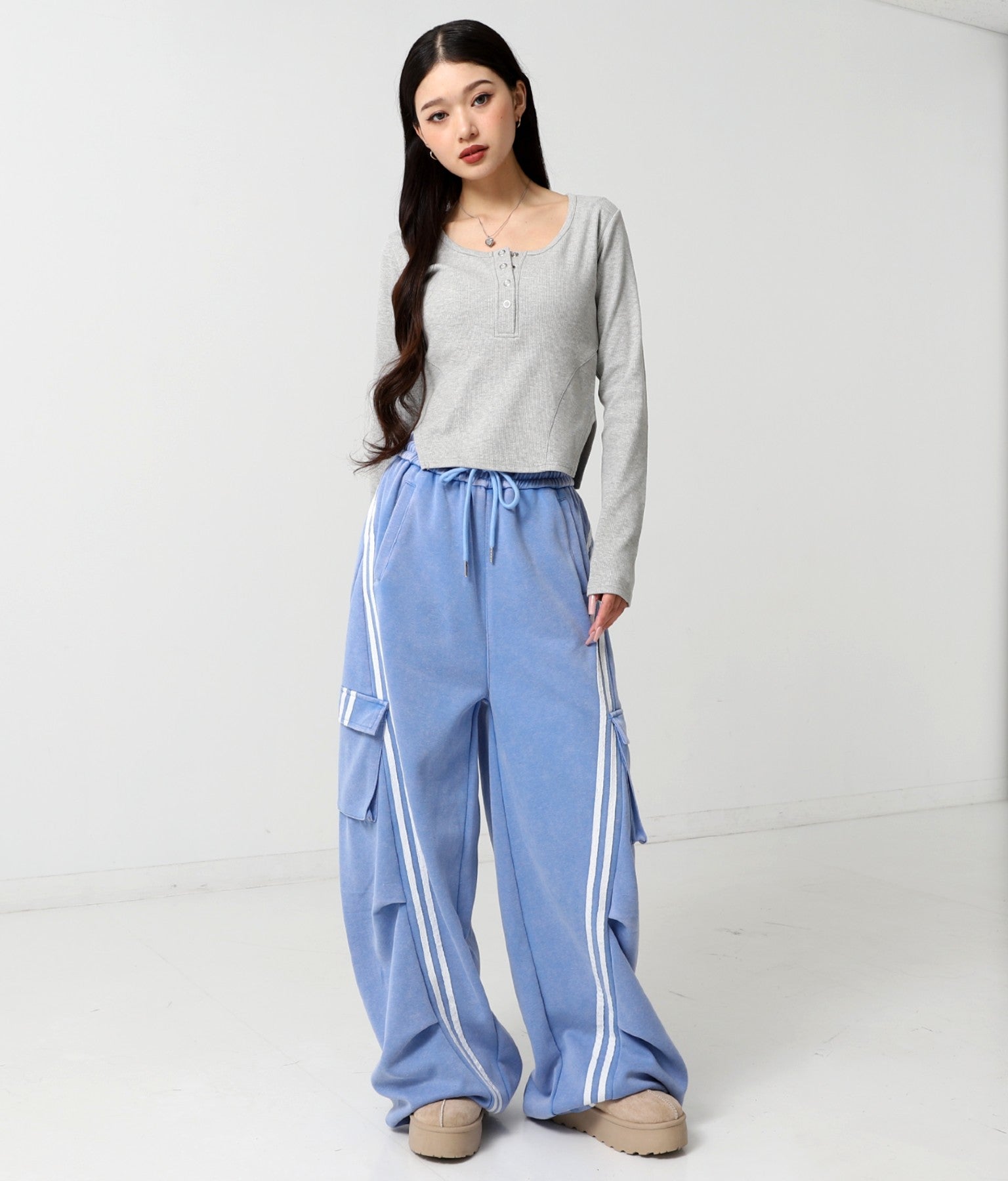 ウォッシュ加工 ライン スウェット カーゴパンツ 152-5807 – ANAP
