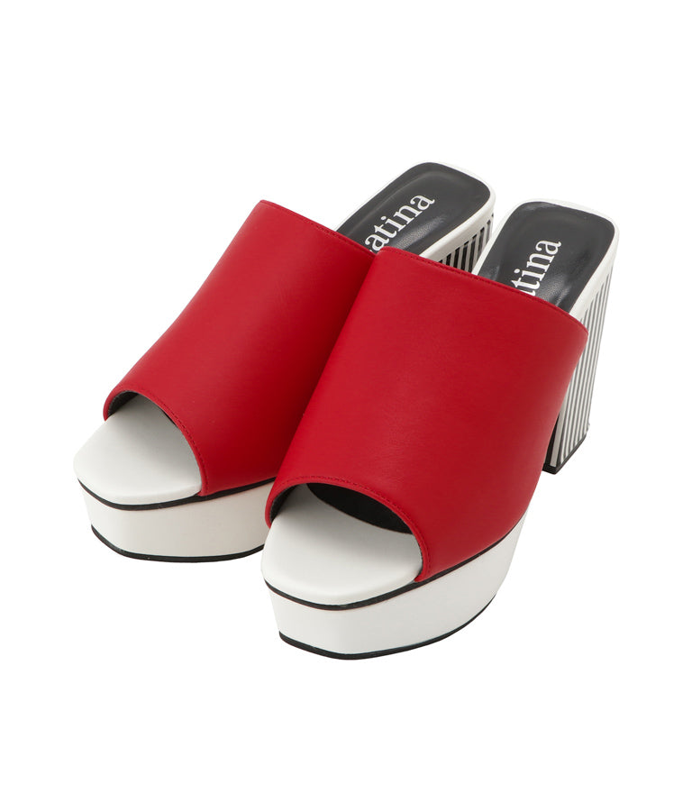 ストライプチャンキーヒールサンダル 499-2251