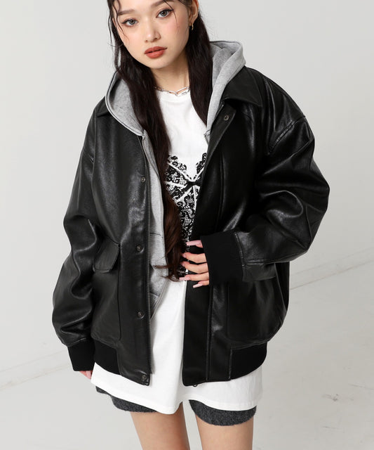 【BEVERLY HILLS POLO CLUB】フェイクレザー A2 ジャケット コート 796-9346