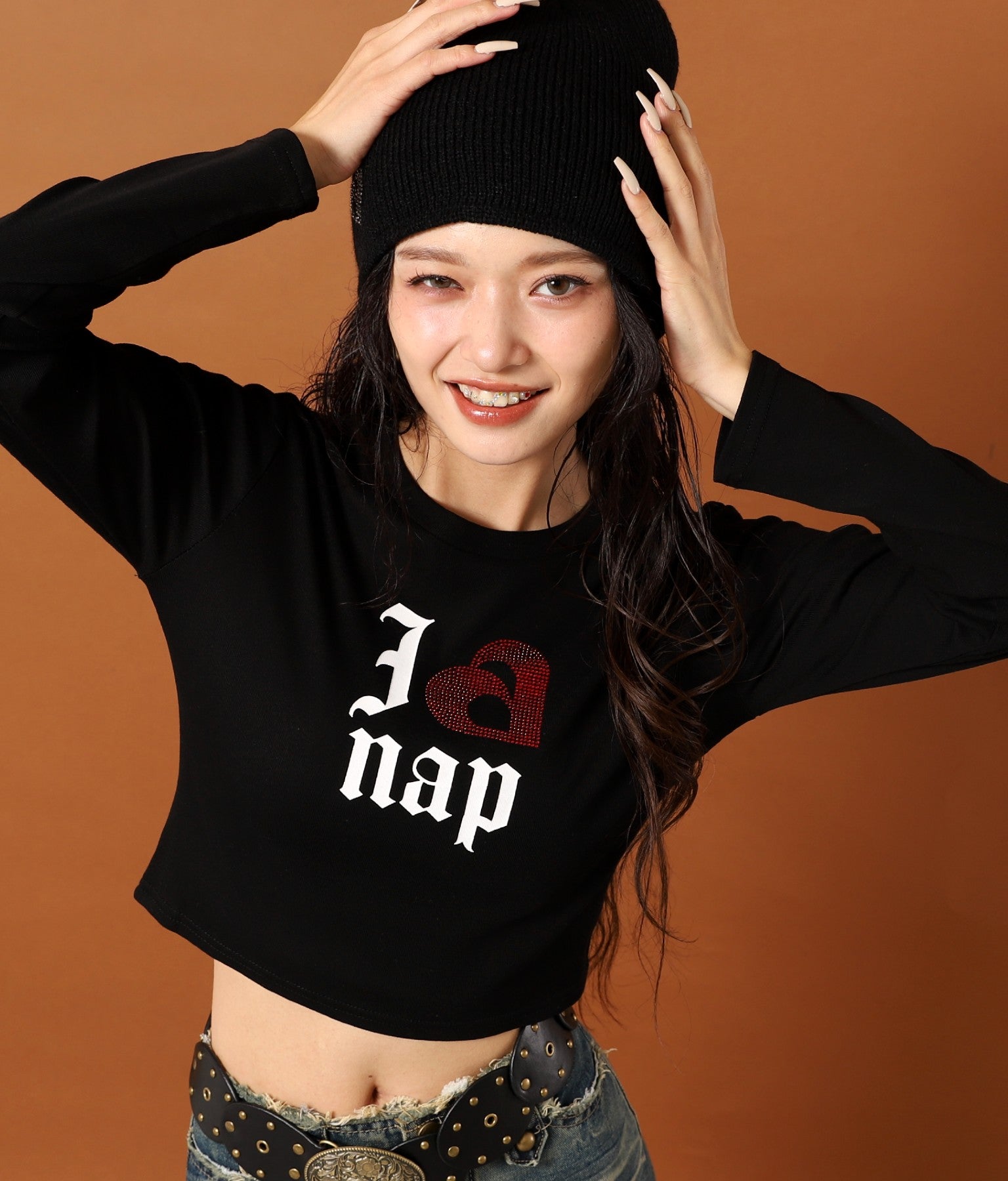 I LOVE anap ラインストーン プリント ロンT 793-9362 – ANAP