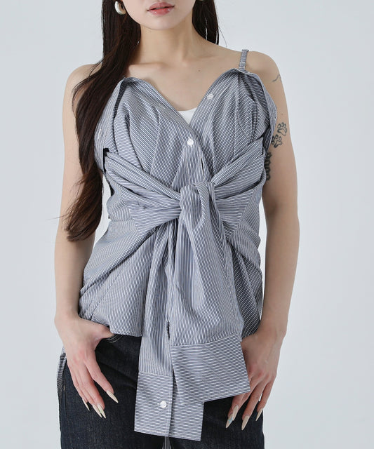 2way ストライプ オーバーサイズ シャツ 794-9466