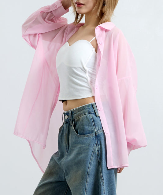 シンプル シアー シャツ ブラウス 153-6033