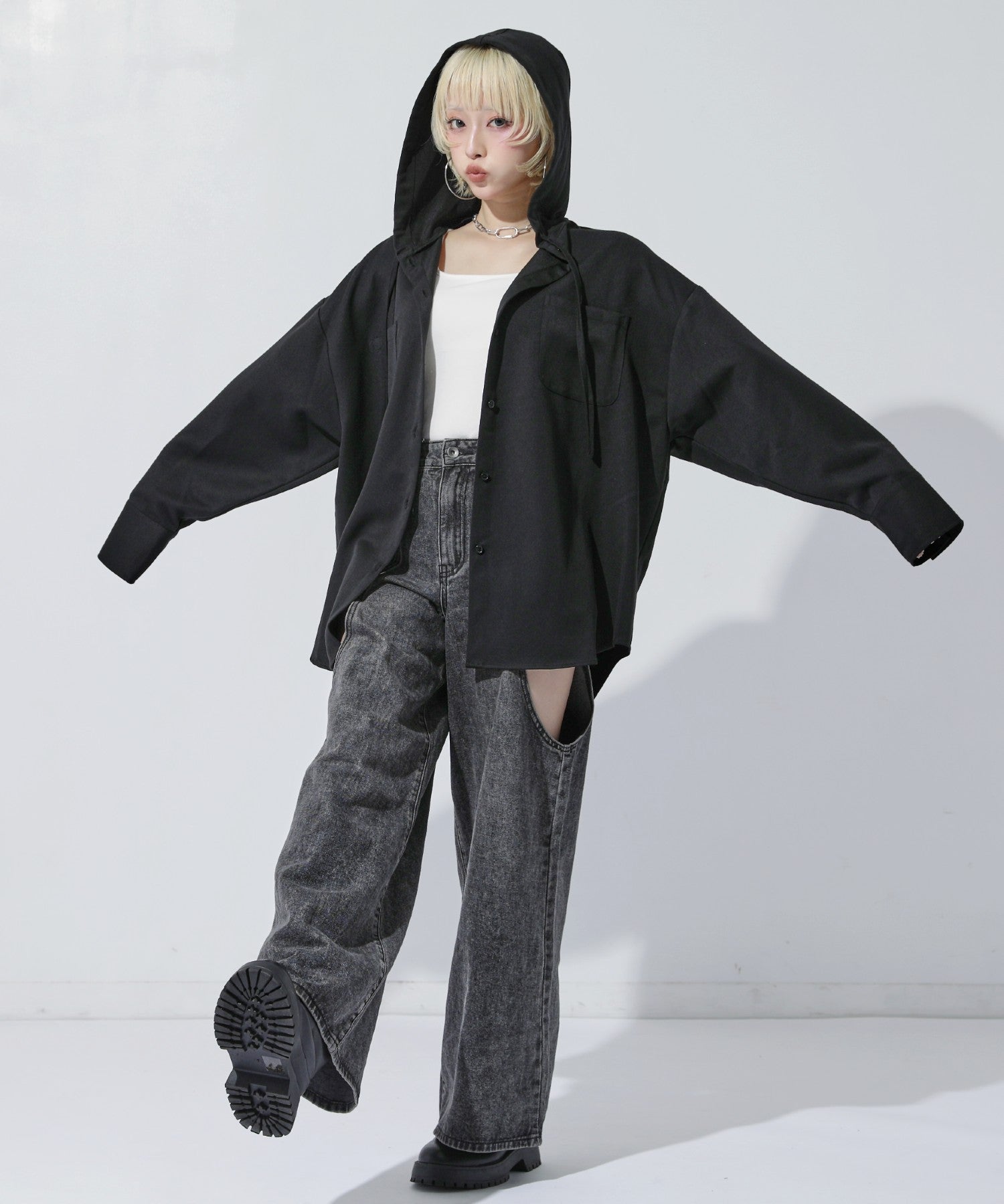 フード付 ビッグシルエット シャツ 793-9523 – ANAP オンラインショップ