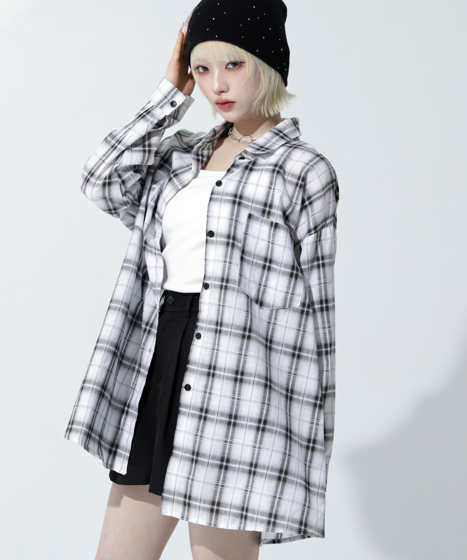 Wポケット オンブレ チェック オーバーサイズ シャツ 153-6023 – ANAP