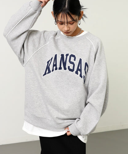 ワッペン 刺繍 ロゴ パイピング 裏起毛 スウェット 793-9411