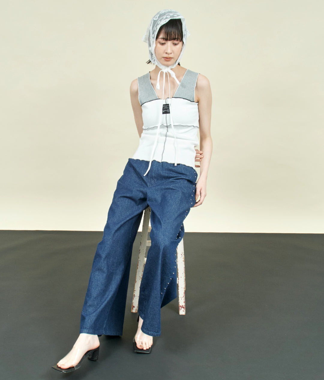 EimeeLaw 配色メロウ テレコ リブ タンクトップ 363-9705