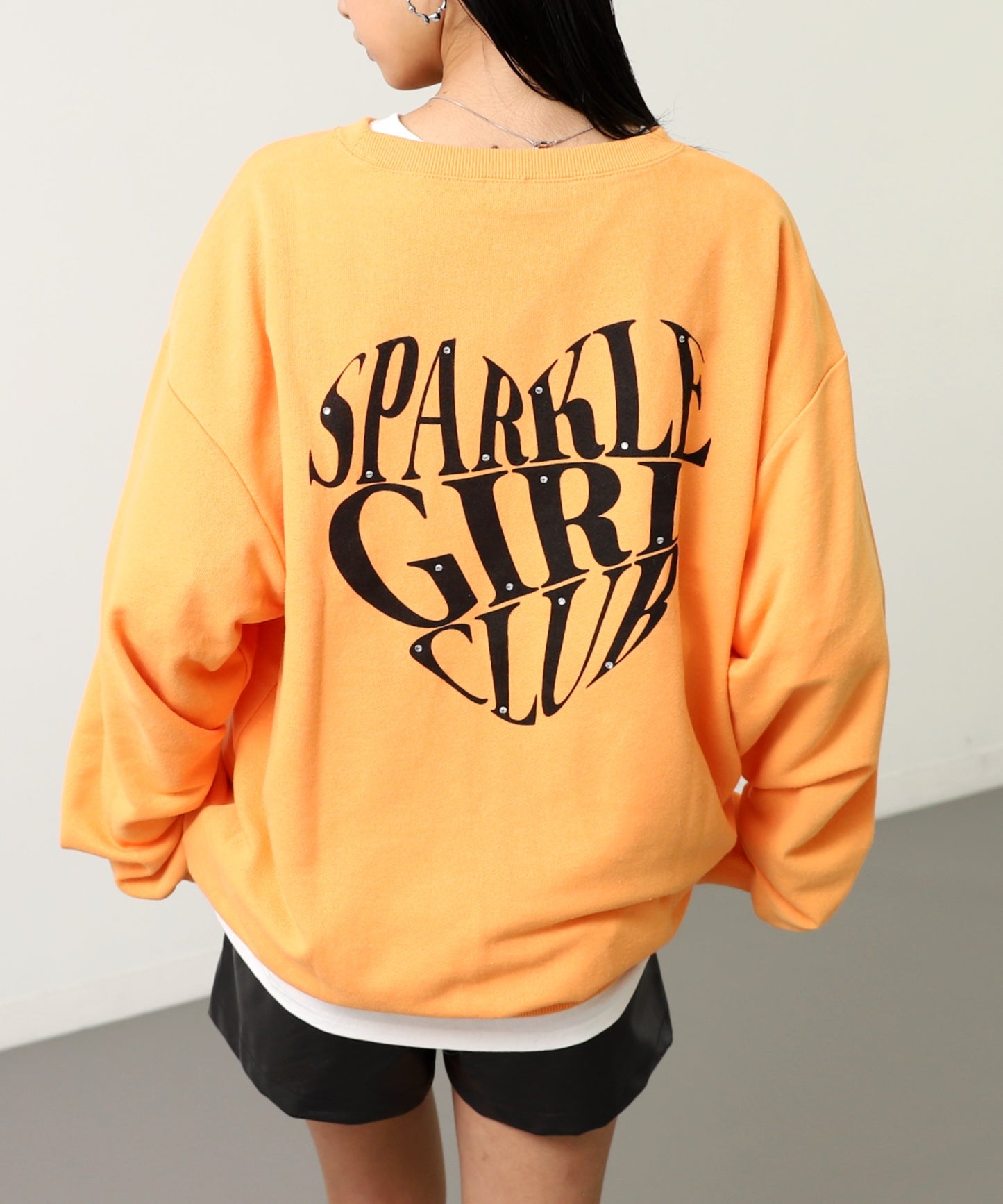 ポイント ラインストーン ハートロゴ 裏毛 スウェット 793-9423