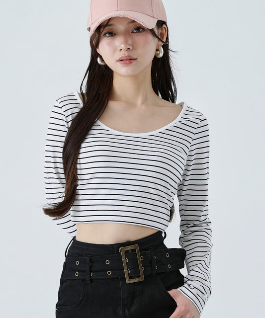 Uネック ベーシック クロップド トップス 793-9516