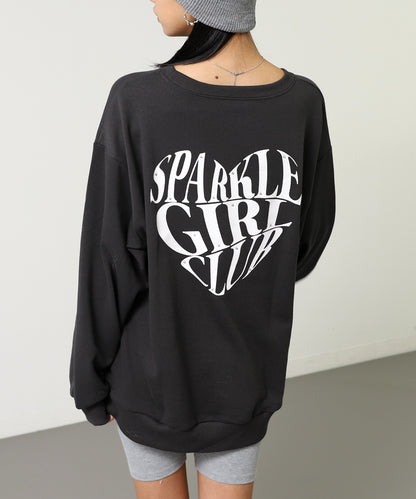 ポイント ラインストーン ハートロゴ 裏毛 スウェット 793-9423