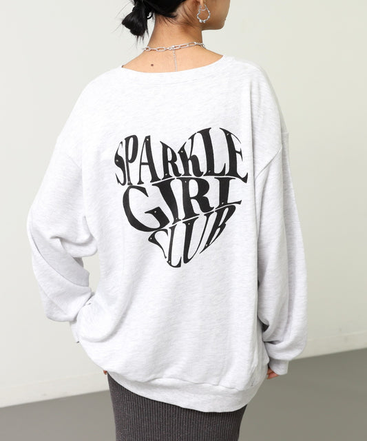 ポイント ラインストーン ハートロゴ 裏毛 スウェット 793-9423