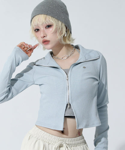 ホルターキャミ ドッキング Wジップ リブトップス 153-6028