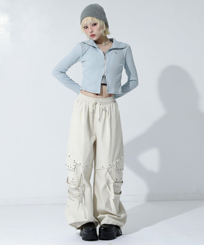 ホルターキャミ ドッキング Wジップ リブトップス 153-6028