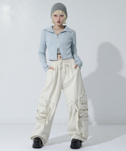 ホルターキャミ ドッキング Wジップ リブトップス 153-6028