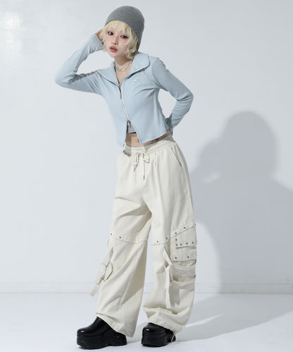 ホルターキャミ ドッキング Wジップ リブトップス 153-6028