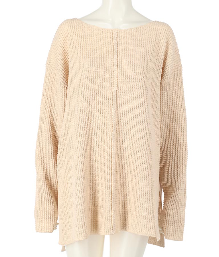 ワッフル編み スリット ニット トップス【セットアップ着用可】 793-8683