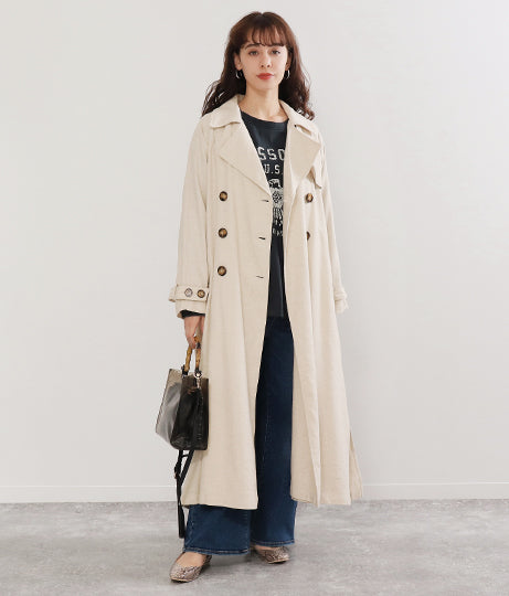 リネン バックギャザー トレンチコート 21772