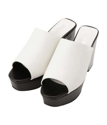 ストライプチャンキーヒールサンダル 499-2251